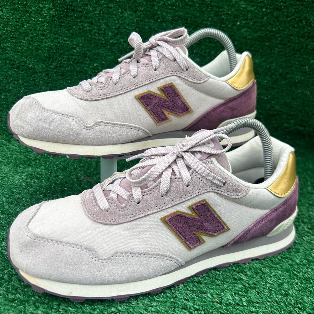 New Balance 515 Grey Purple Gold Suede Sneakers YC515CM Mens 7 Womens 8.5